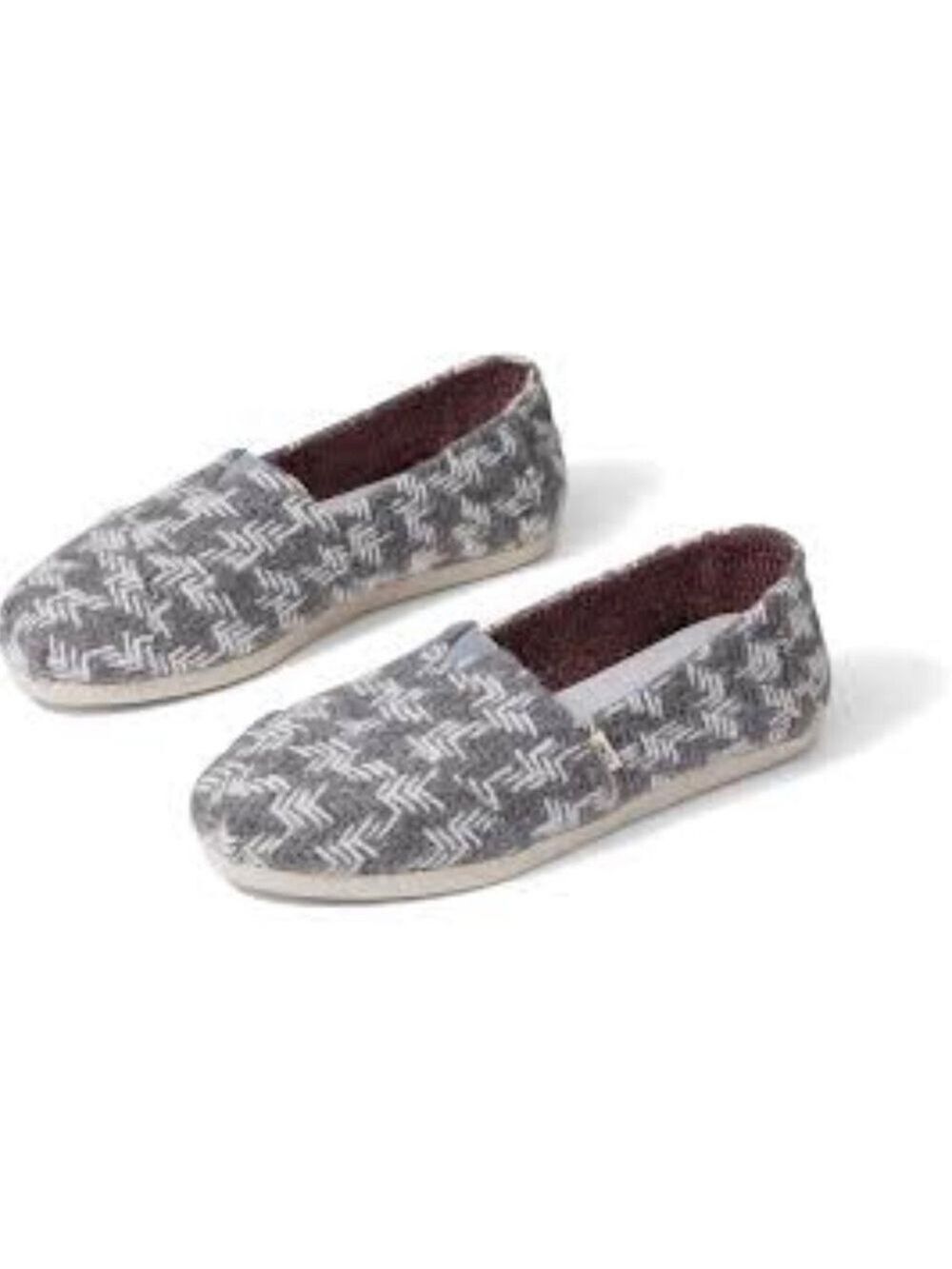 Women’s Toms Woven Check Print Grey White Alpargata Slip On Shoes 7.5 US!
